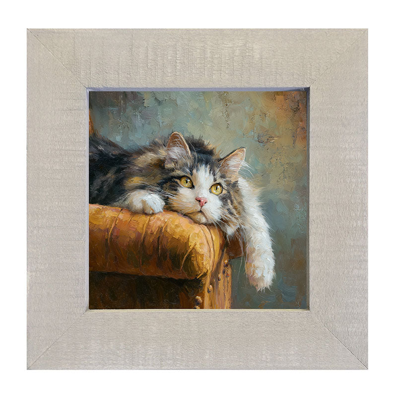 Armchair with Lounging Cat - Framed Art