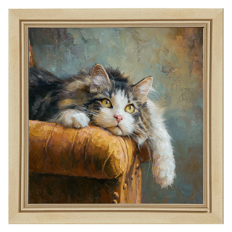 Armchair with Lounging Cat - Framed Art