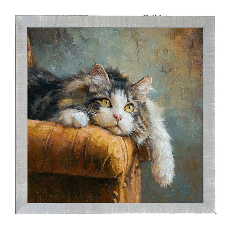 Armchair with Lounging Cat - Framed Art