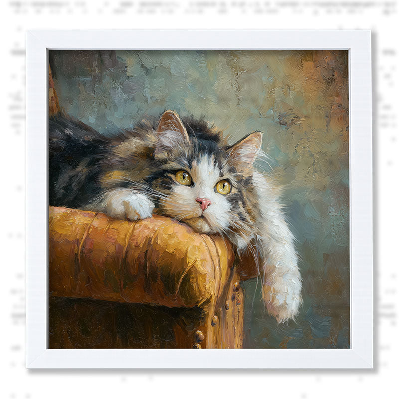 Armchair with Lounging Cat - Framed Art