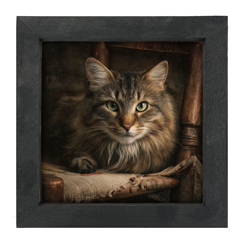 Armchair with Norwegian Forest Cat - Framed Art