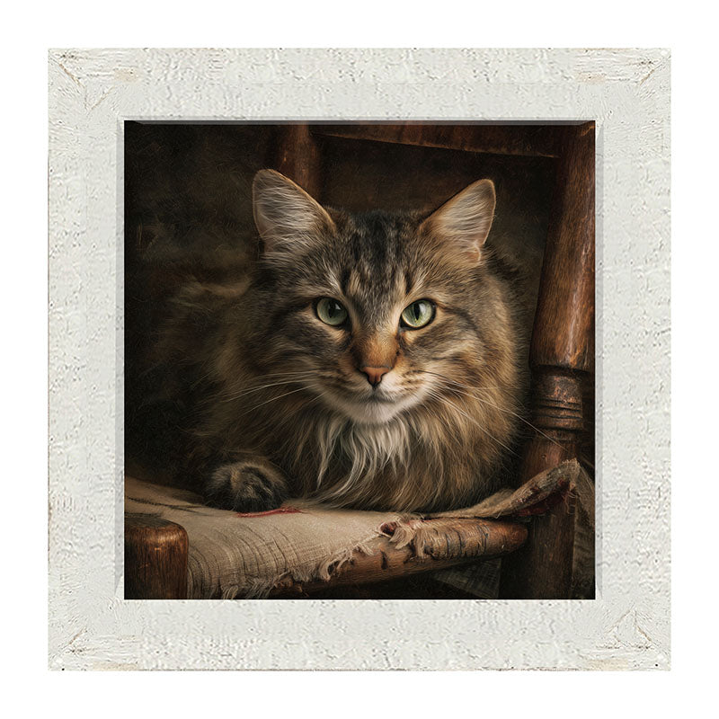 Armchair with Norwegian Forest Cat - Framed Art