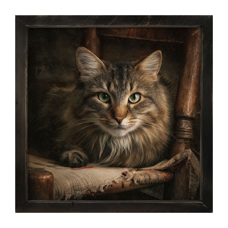 Armchair with Norwegian Forest Cat - Framed Art