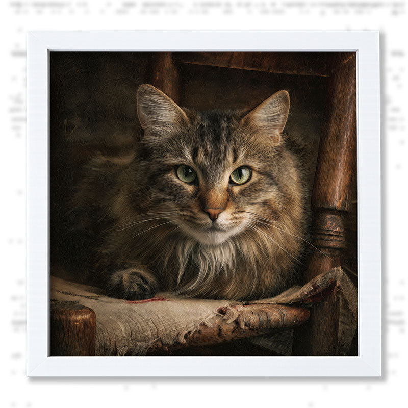 Armchair with Norwegian Forest Cat - Framed Art