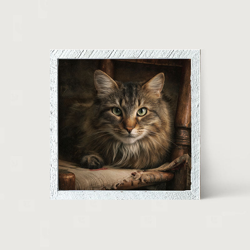 Armchair with Norwegian Forest Cat - Framed Art