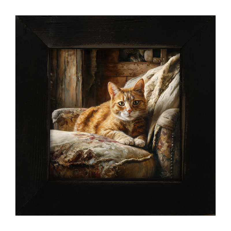 Armchair with Orange Tabby Cat - Framed Art