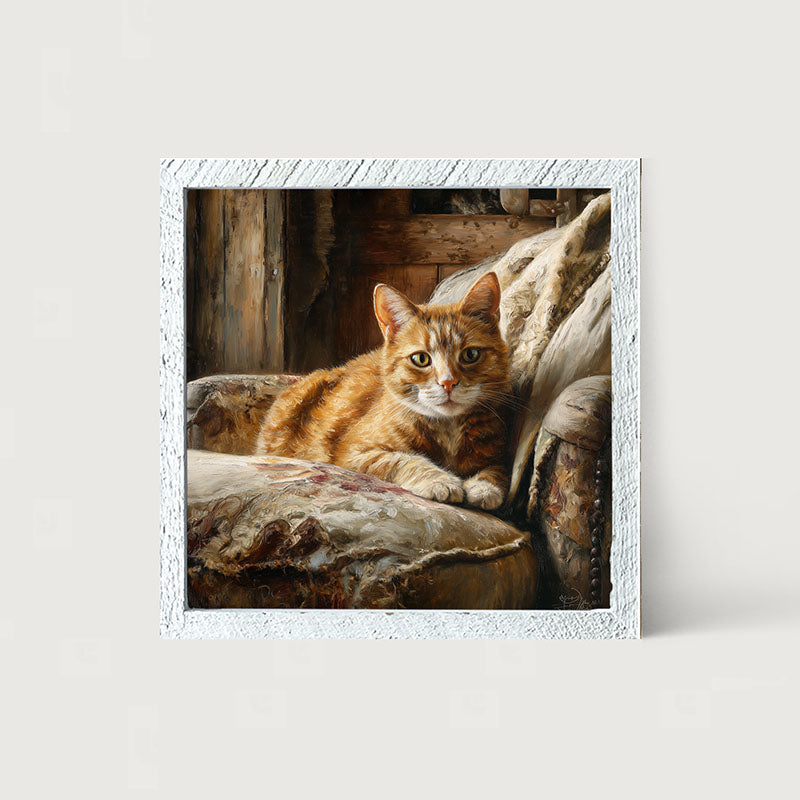 Armchair with Orange Tabby Cat
