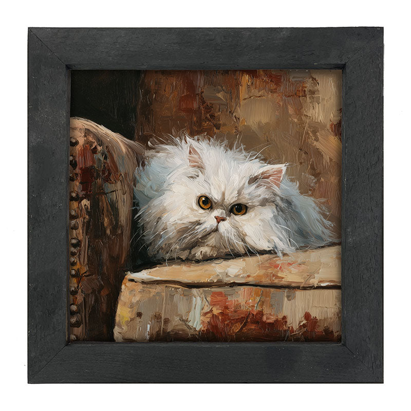 Armchair with Persian Cat Resting - Framed Art