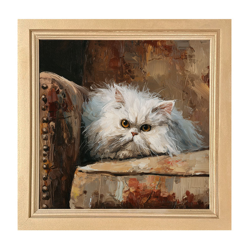 Armchair with Persian Cat Resting - Framed Art