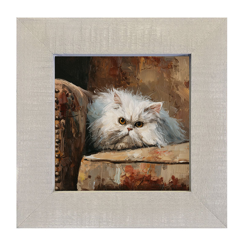 Armchair with Persian Cat Resting - Framed Art