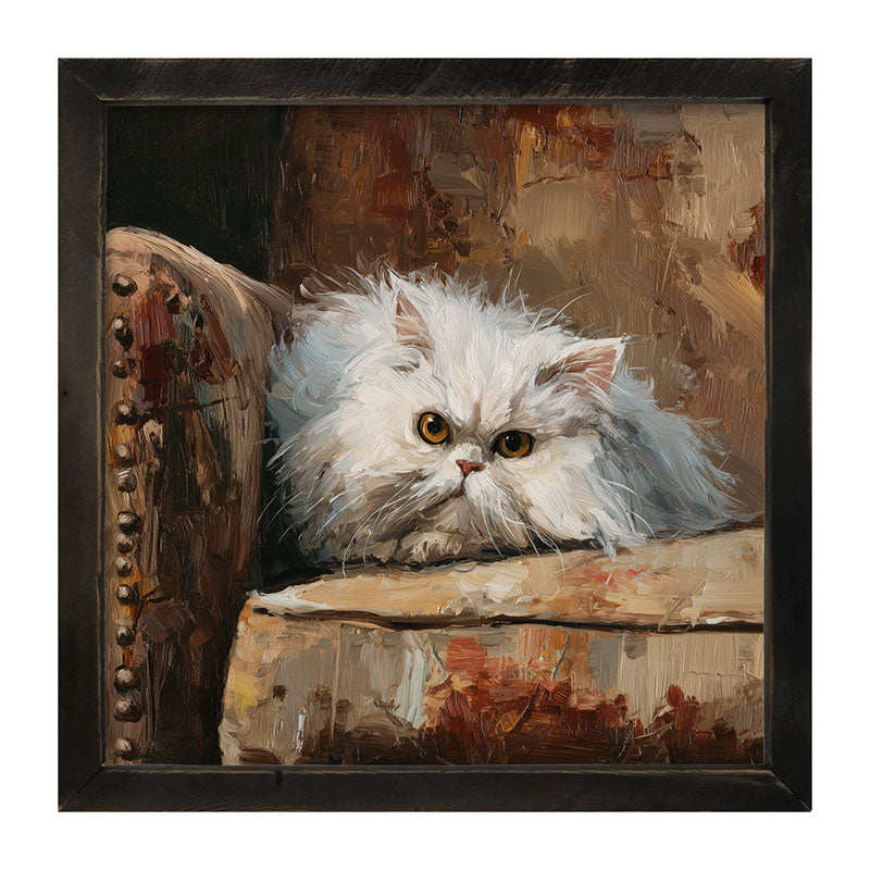 Armchair with Persian Cat Resting - Framed Art