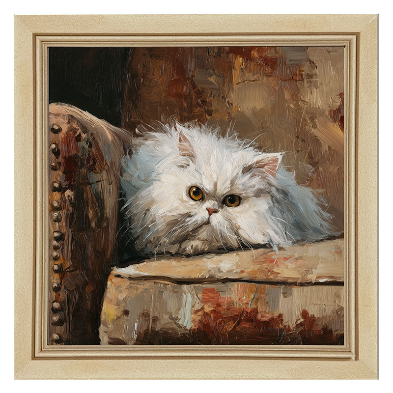 Armchair with Persian Cat Resting - Framed Art