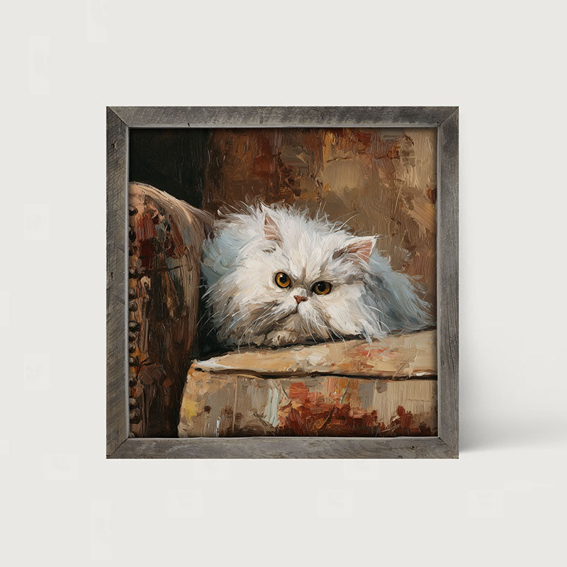 Armchair with Persian Cat Resting - Framed Art