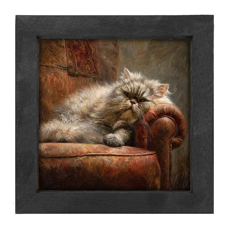Armchair with Lounging Persian Cat - Framed Art