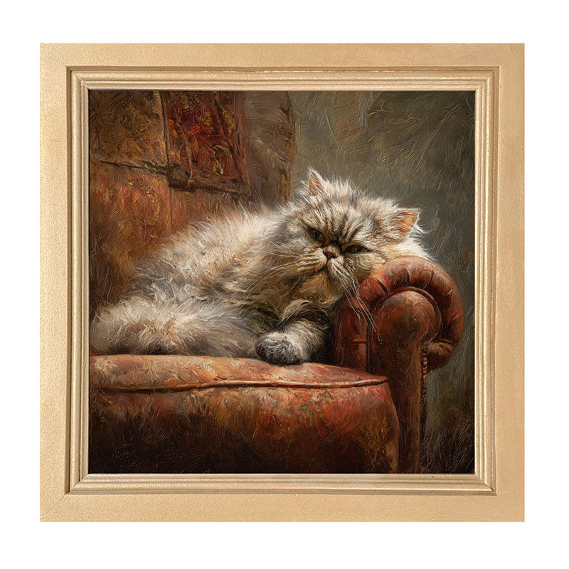 Armchair with Lounging Persian Cat - Framed Art