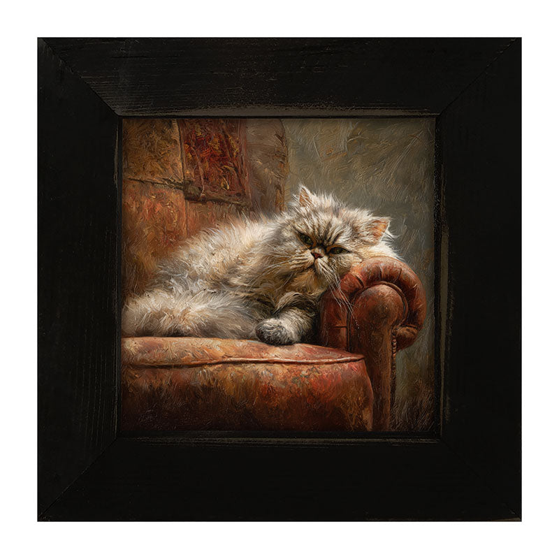 Armchair with Lounging Persian Cat - Framed Art