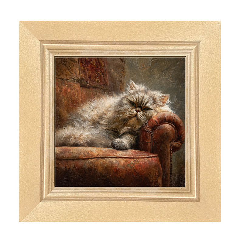 Armchair with Lounging Persian Cat - Framed Art