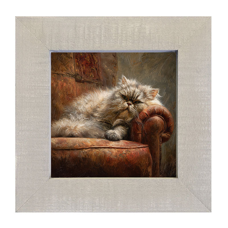 Armchair with Lounging Persian Cat - Framed Art