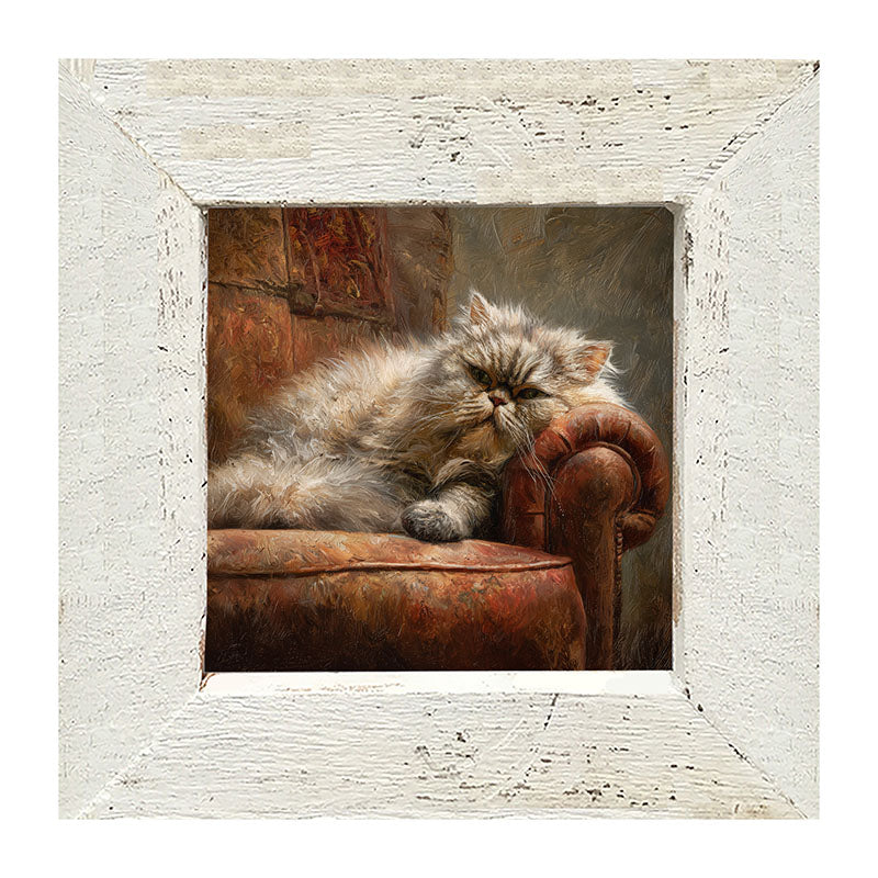 Armchair with Lounging Persian Cat - Framed Art