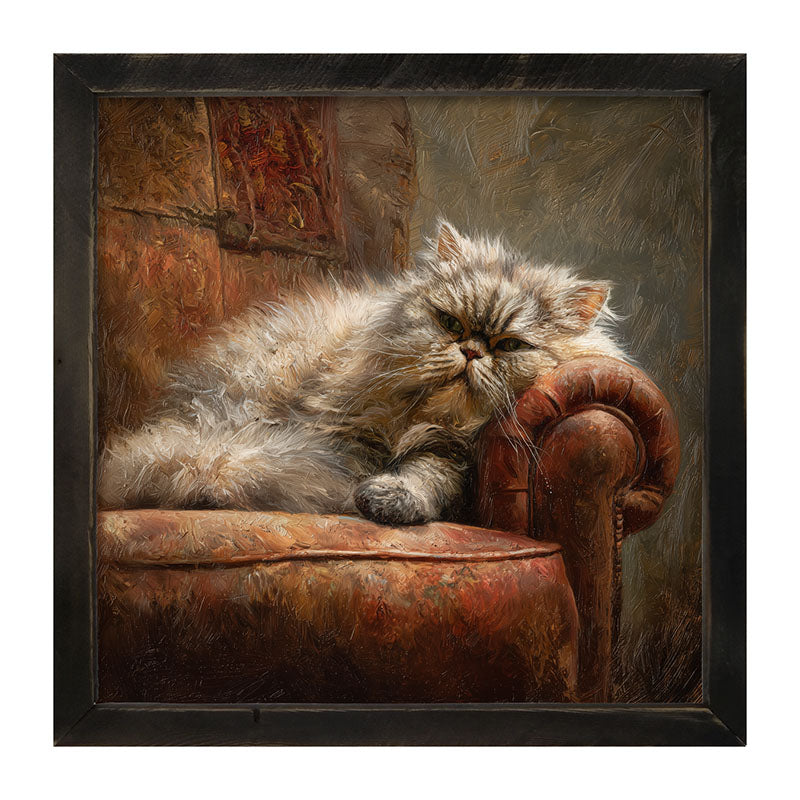 Armchair with Lounging Persian Cat - Framed Art