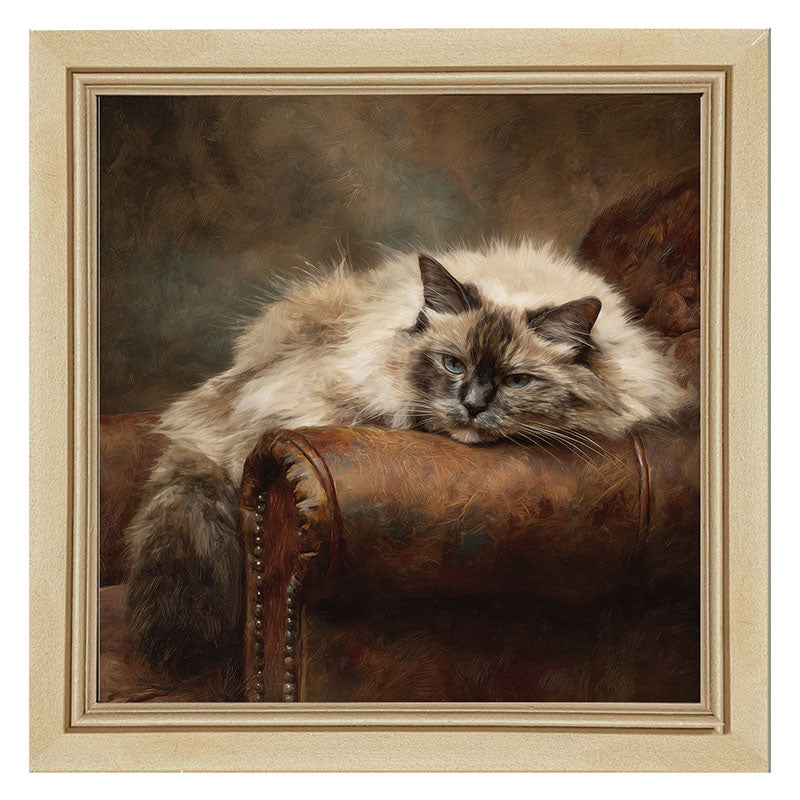 Armchair with Ragdoll Cat - Framed Art