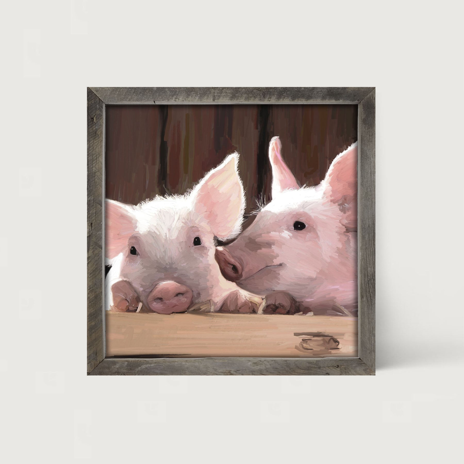 Two Pigs - Framed art