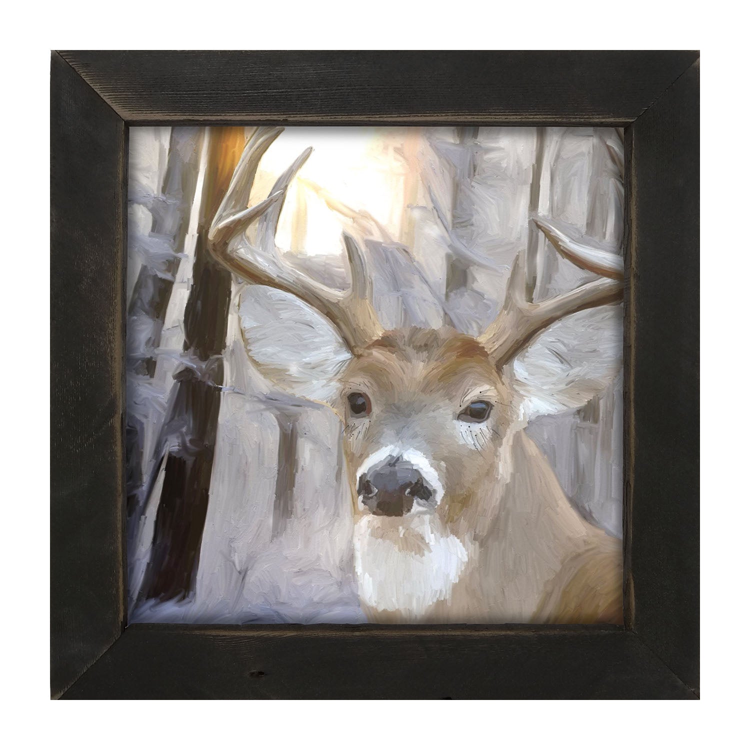 Handsome Buck in Fresh Snow - Framed art