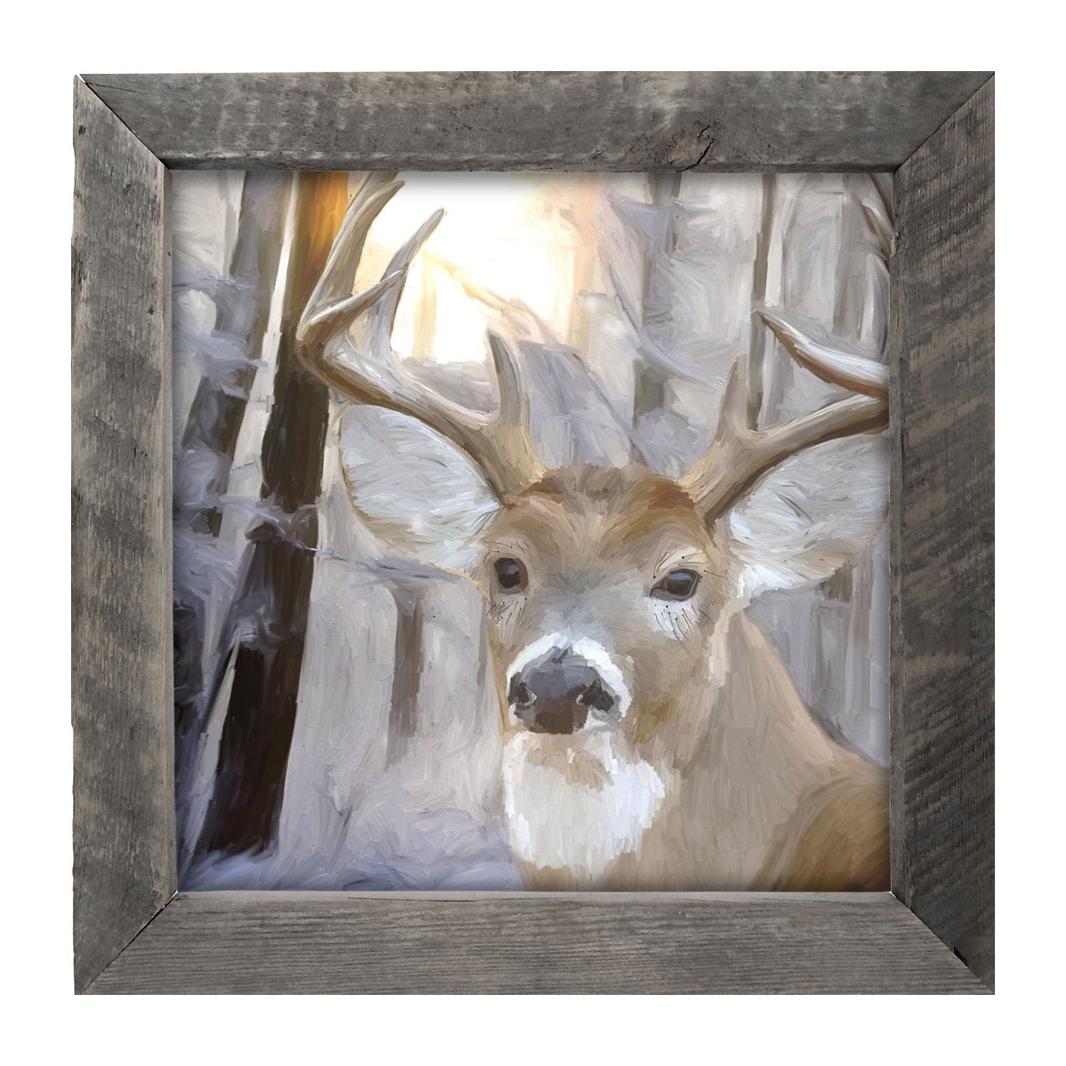 Handsome Buck in Fresh Snow - Framed art