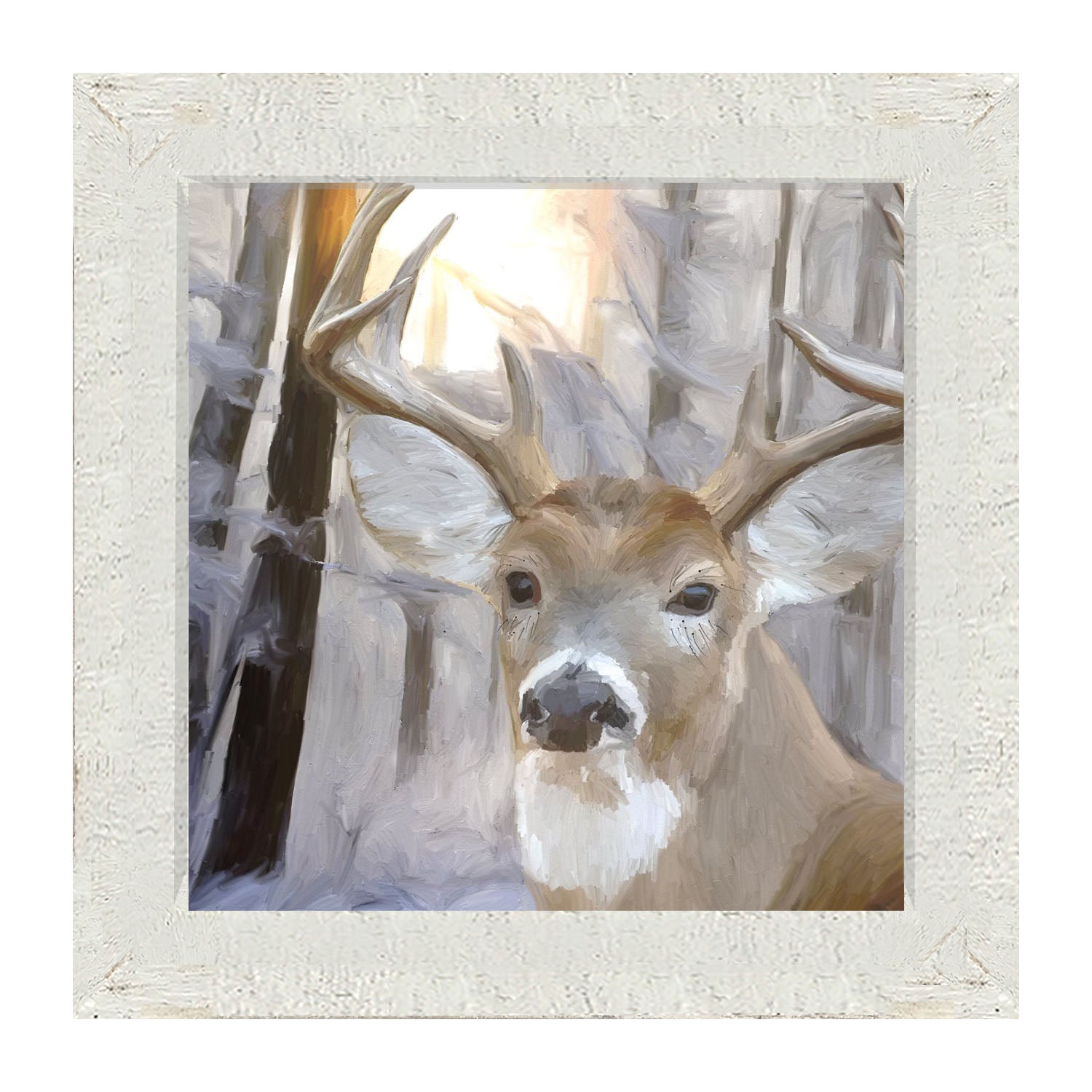 Handsome Buck in Fresh Snow - Framed art