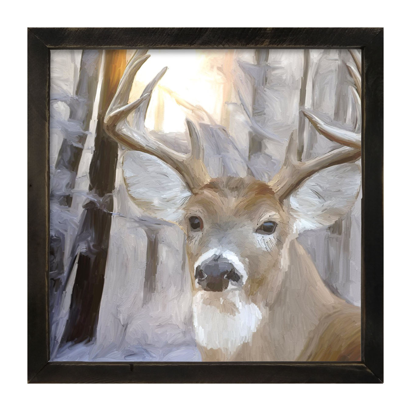 Handsome Buck in Fresh Snow - Framed art