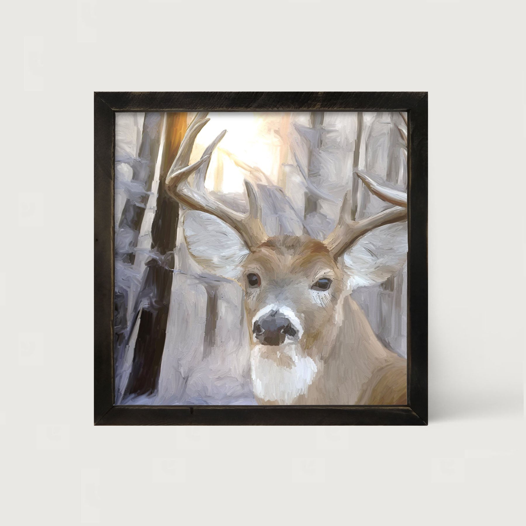 Handsome Buck in Fresh Snow - Framed art