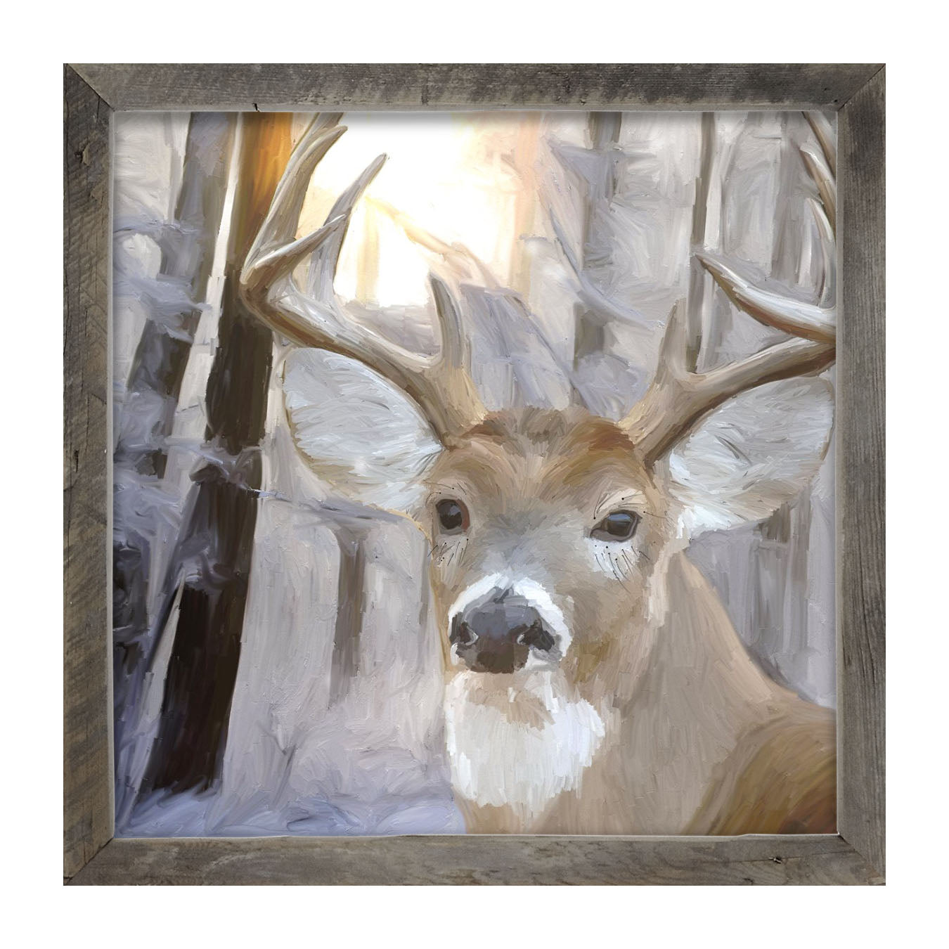 Handsome Buck in Fresh Snow - Framed art