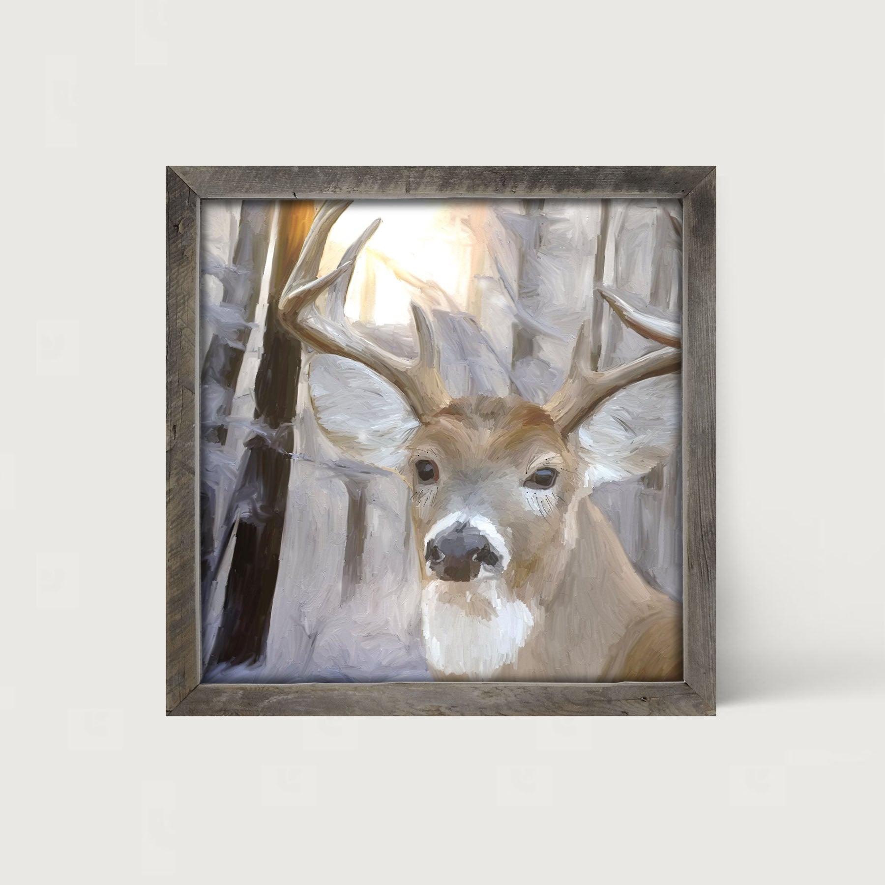 Handsome Buck in Fresh Snow - Framed art