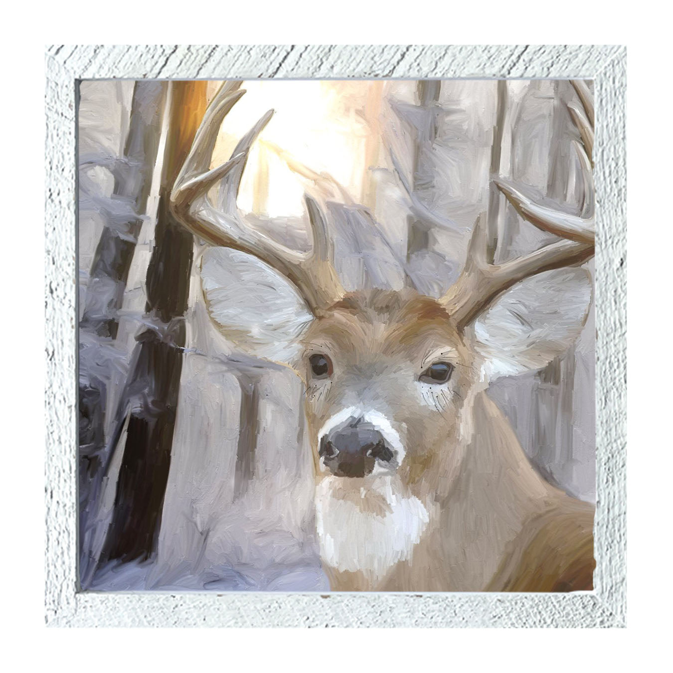 Handsome Buck in Fresh Snow - Framed art