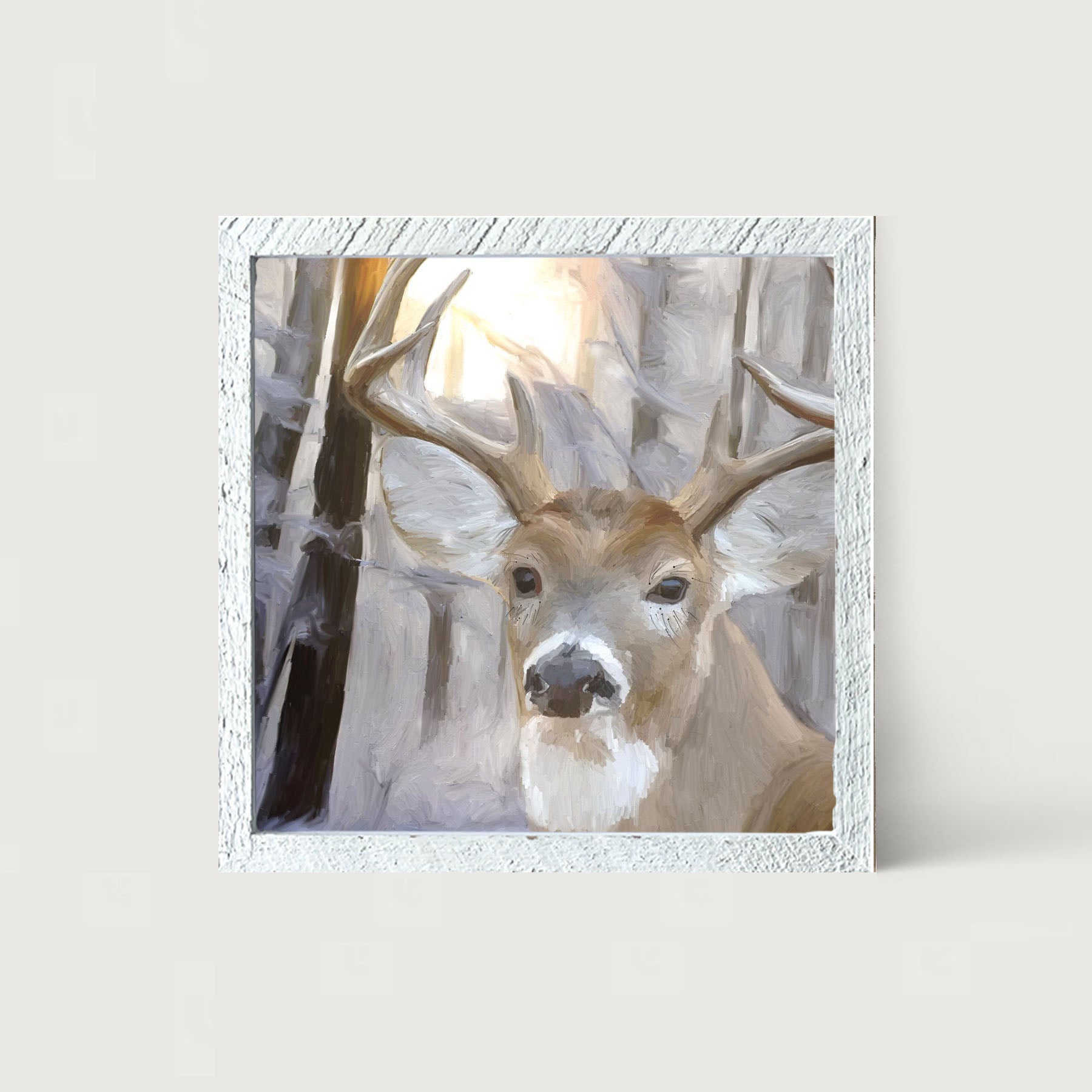 Handsome Buck in Fresh Snow - Framed art