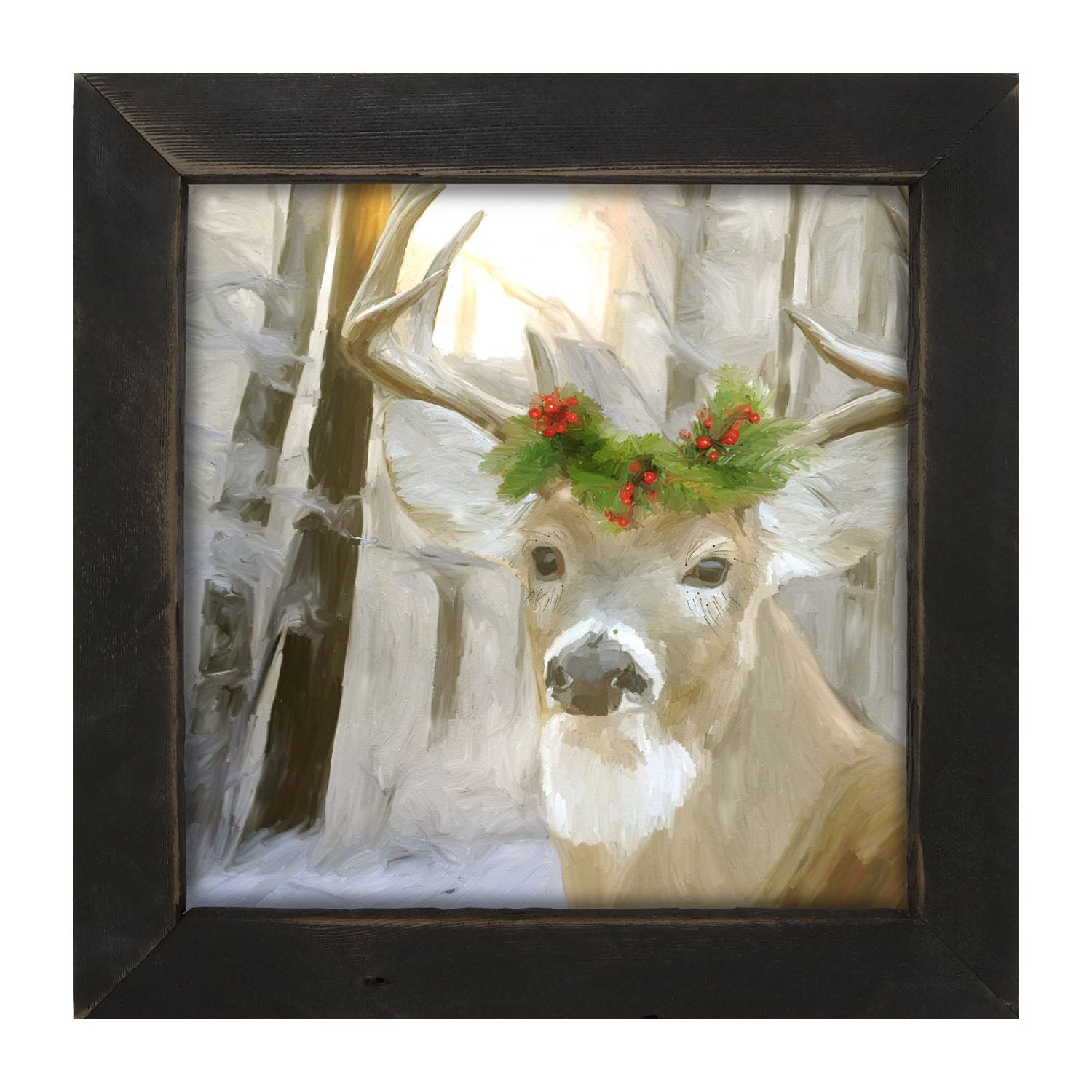 Christmas Buck in Fresh Snow - Framed art