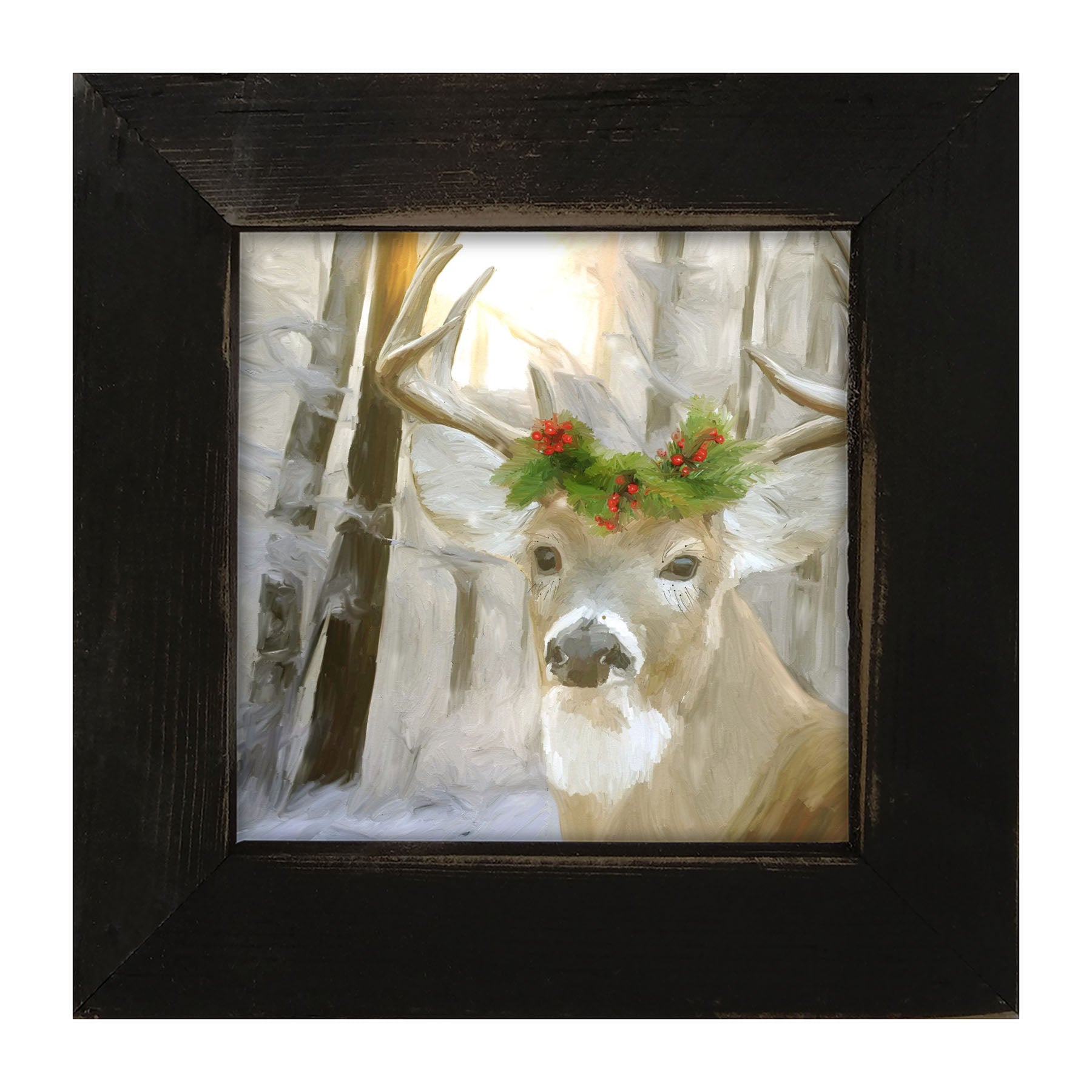 Christmas Buck in Fresh Snow - Framed art