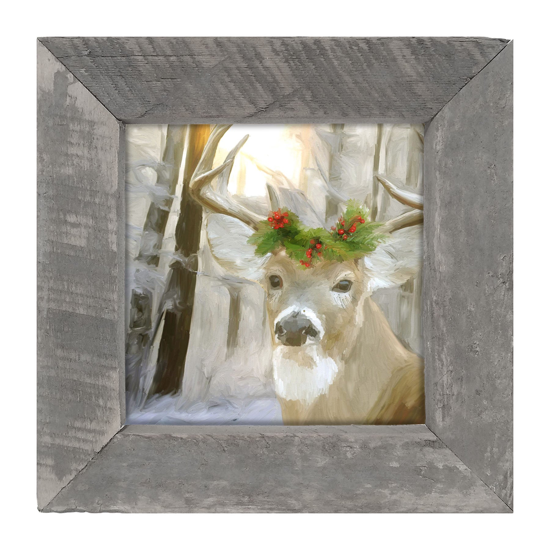 Christmas Buck in Fresh Snow - Framed art