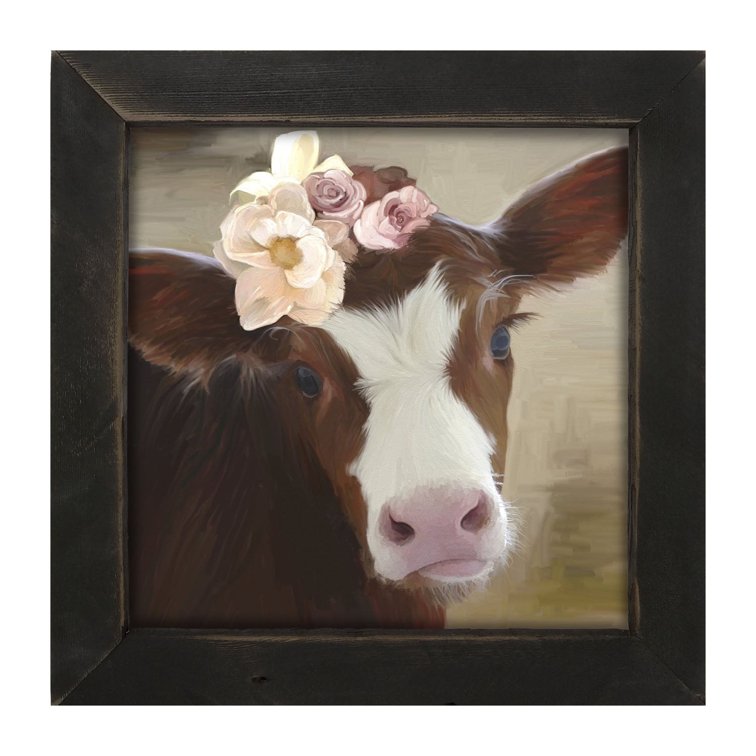 Baby cow with flowers