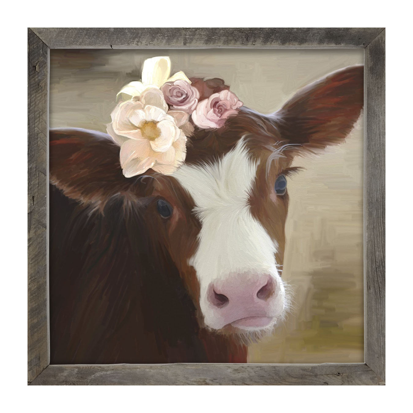 Baby cow with flowers