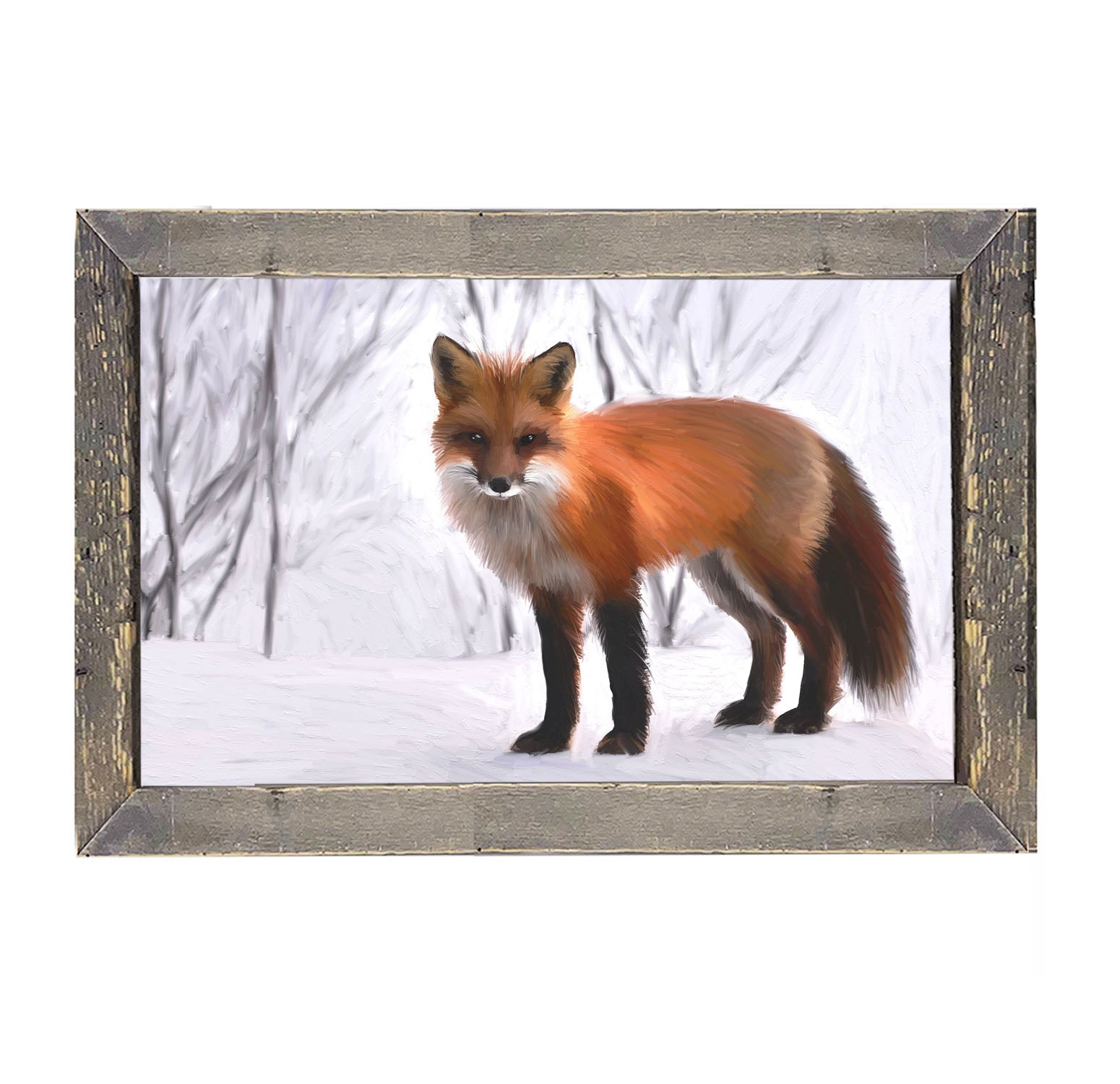 Fox in the snow - Framed art