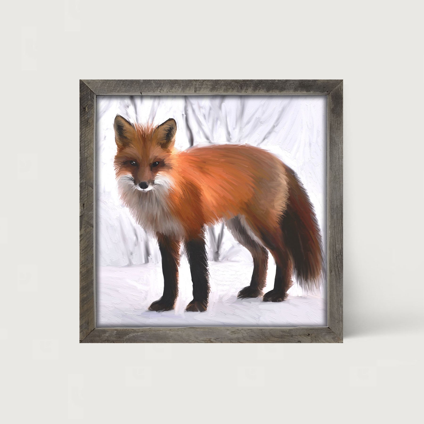 Fox in the snow - Framed art