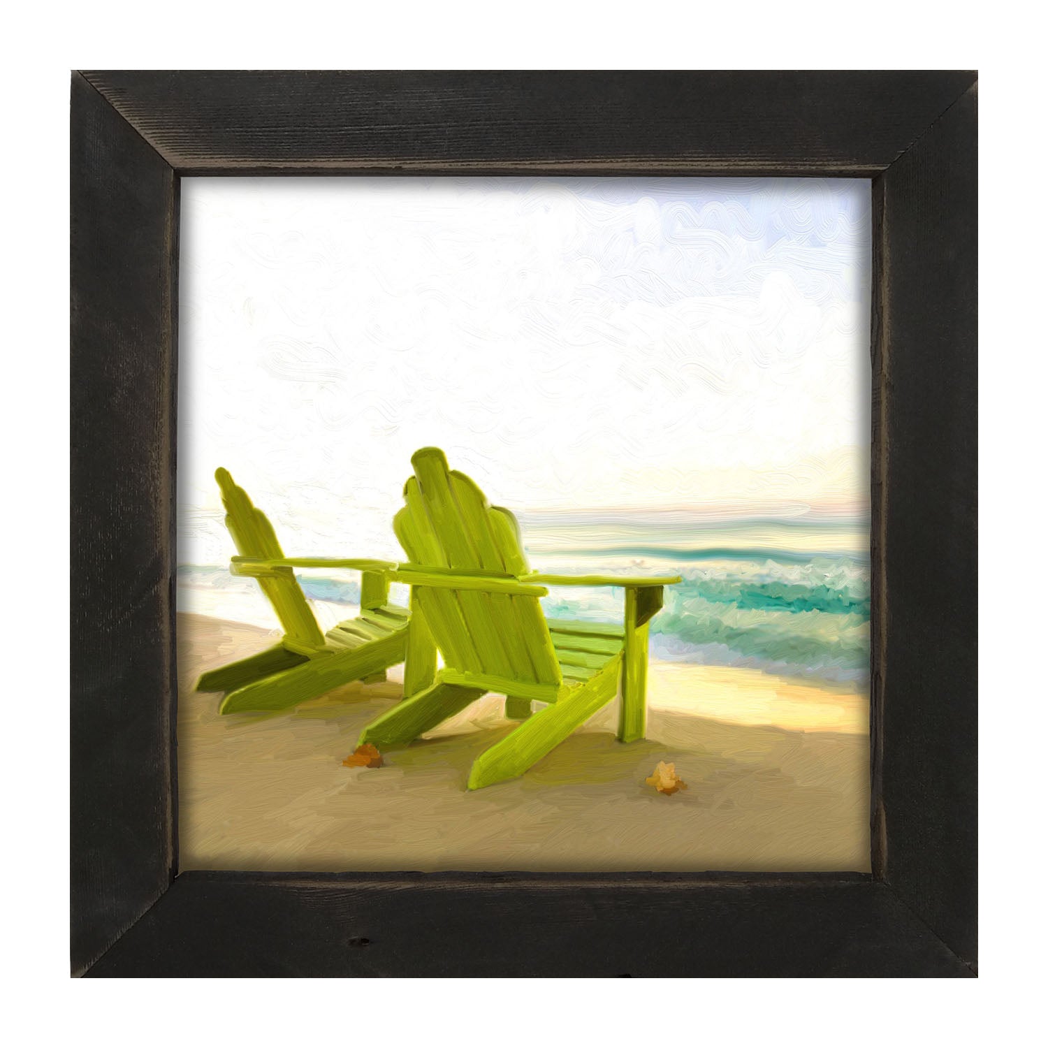 Green Adirondack Chairs - Framed art