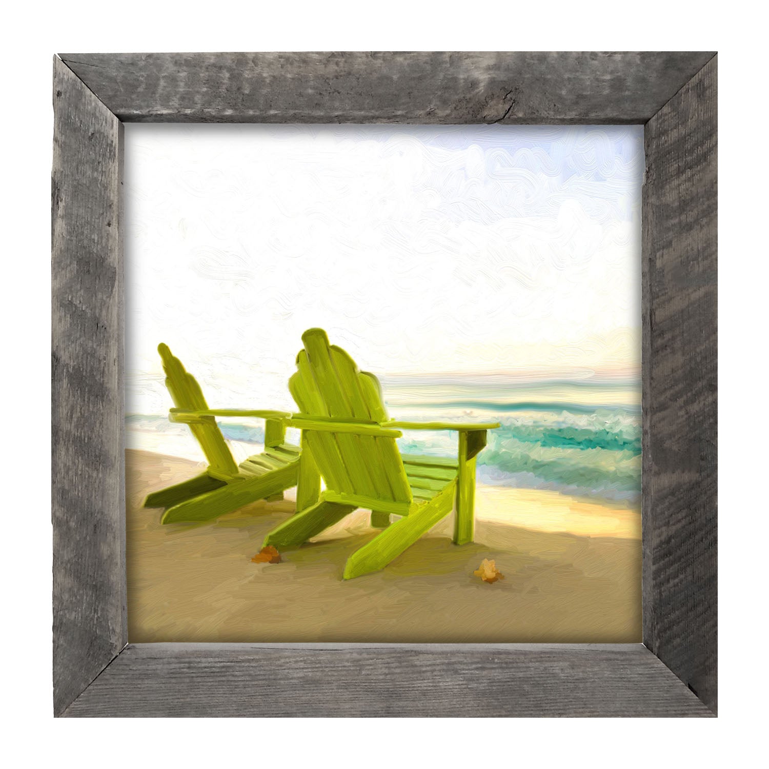 Green Adirondack Chairs - Framed art