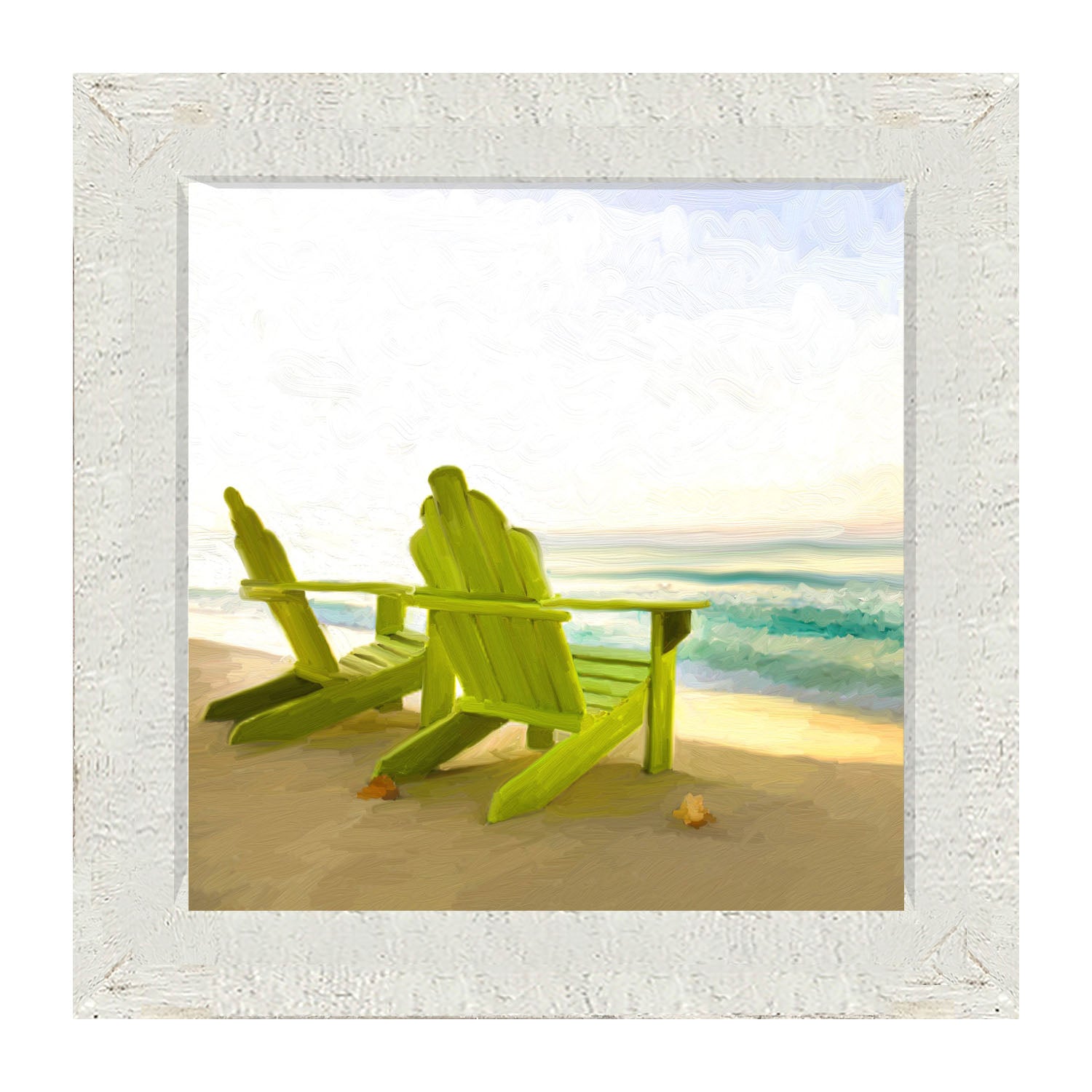 Green Adirondack Chairs - Framed art