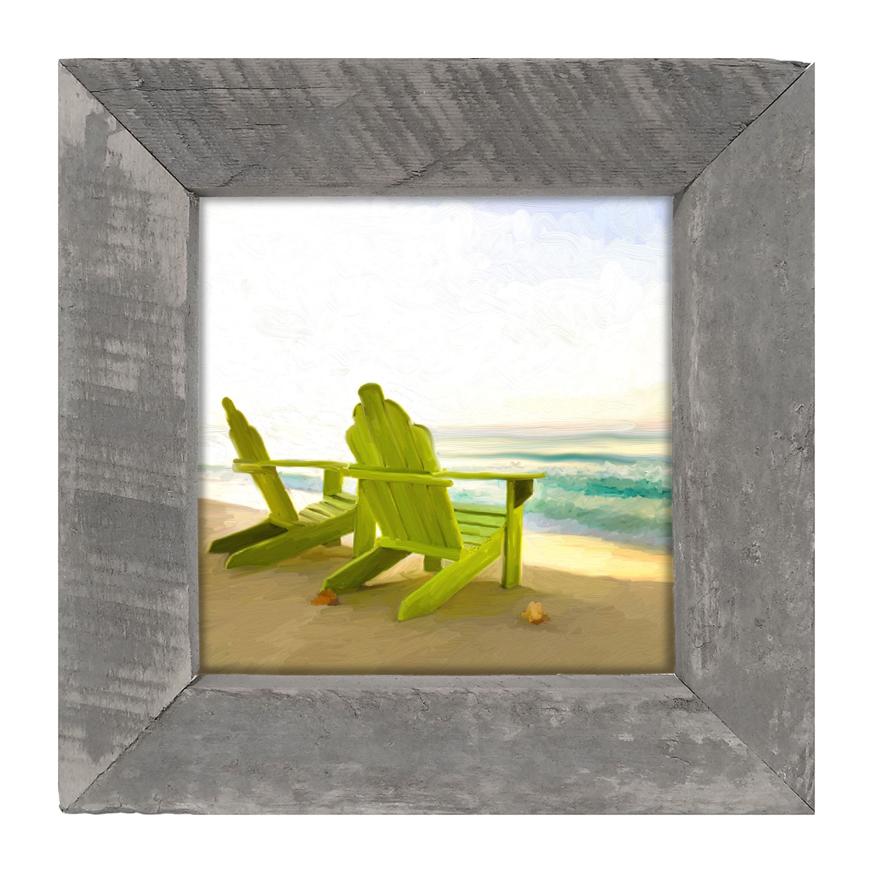 Green Adirondack Chairs - Framed art