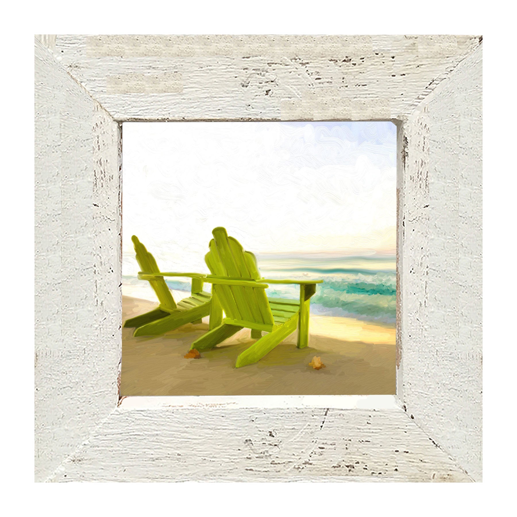 Green Adirondack Chairs - Framed art