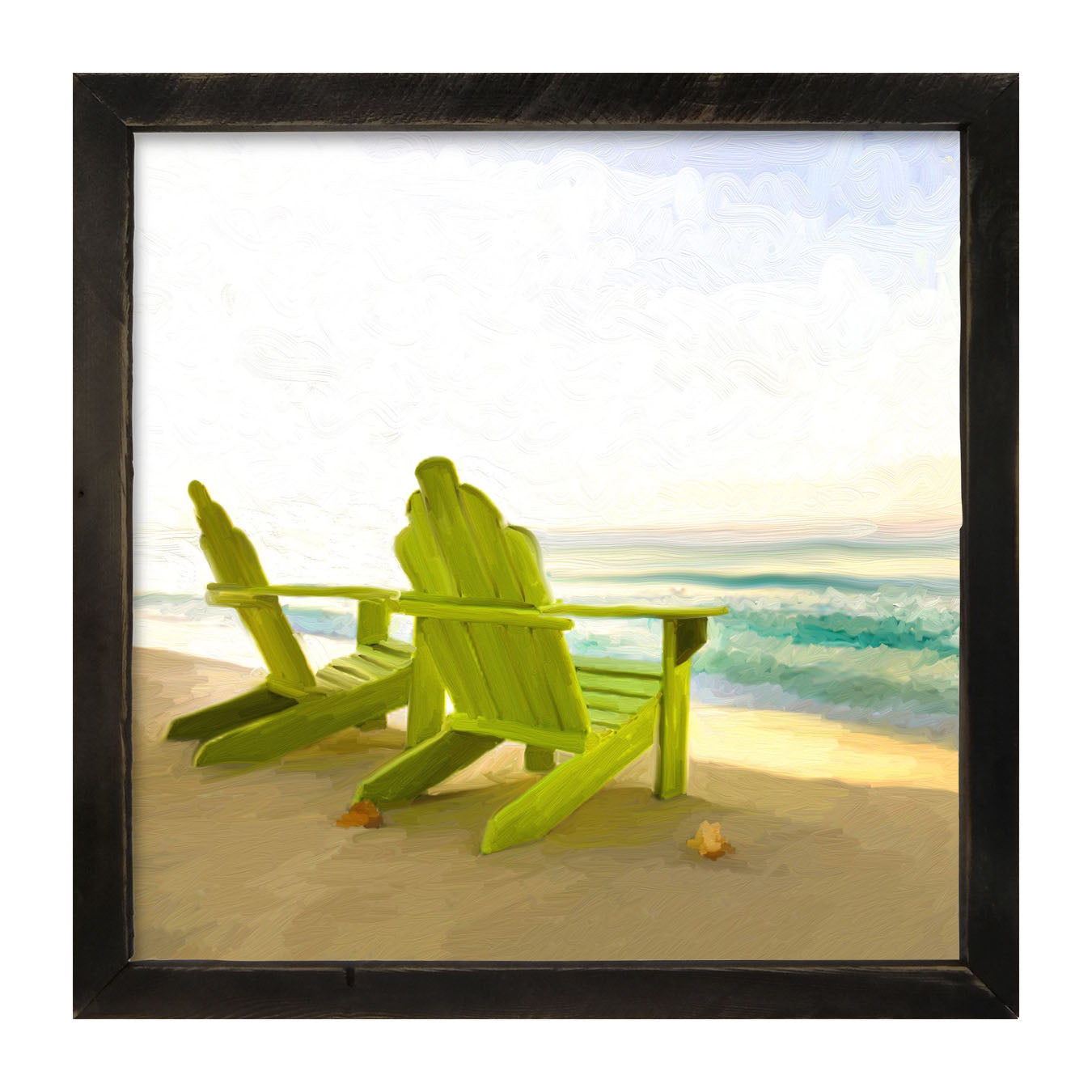 Green Adirondack Chairs - Framed art