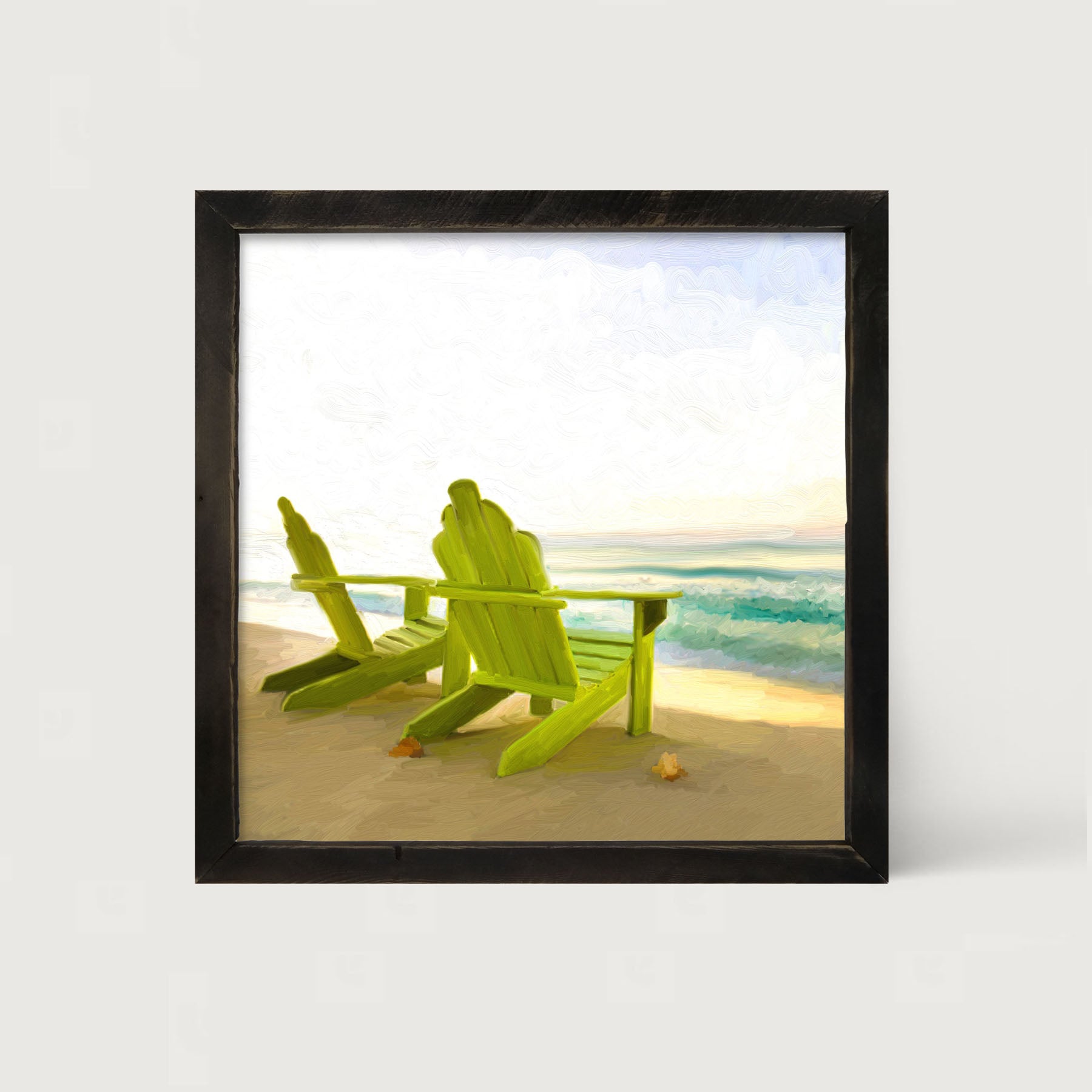 Green Adirondack Chairs - Framed art