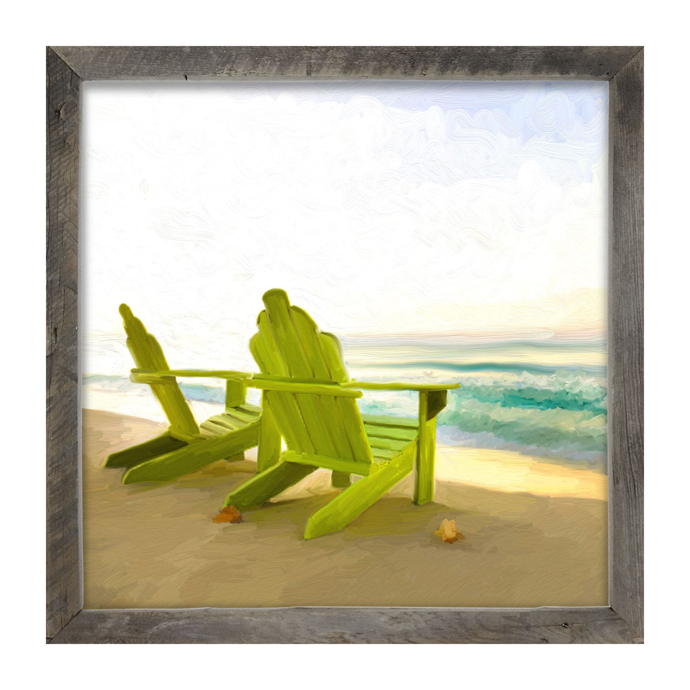 Green Adirondack Chairs - Framed art